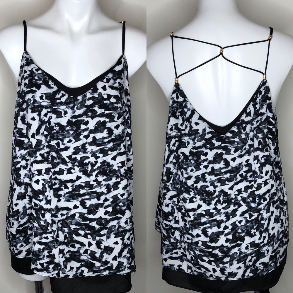 Thalia Sodi Black & White Strappy Tank Top Size XL